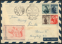 AUSTRIA: Stationery Envelope FLOWN BY BALLOON On 28/AP/1957, Special Postmark, VF! - Other & Unclassified