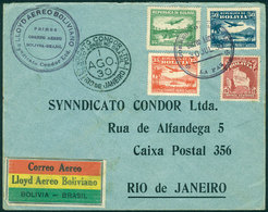 BOLIVIA: 30/JUL/1930: First Airmail Flight La Paz - Rio De Janeiro, Via Syndicato Condor, Cover Of Excellent Quality! - Bolivia