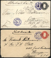 BRAZIL: 200Rs. And 300Rs. Stationery Covers Sent To Germany And USA In MAR/1890, Both With Blue Postmark Of JOINVILLE, V - Otros & Sin Clasificación