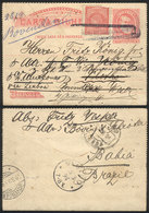 BRAZIL: 80Rs. Lettercard Uprated With 100Rs., Sent From Bahia To Germany On 3/AU/1894, With A Good Number Of Postal Mark - Altri & Non Classificati
