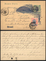 BRAZIL: 40Rs. Postal Card + 10Rs. Used In Sao Paulo On 31/JA/1896, VF Quality! - Altri & Non Classificati