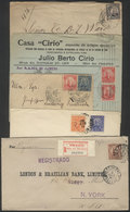 BRAZIL: 5 Covers Used Between 1907 And 1919 With Very Nice Postages With Definitive Stamps, VF Quality, Very Interesting - Autres & Non Classés