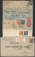 BRAZIL: 5 Covers Used Between 1907 And 1919 With Very Nice Postages With Definitive Stamps, VF Quality, Very Interesting - Sonstige & Ohne Zuordnung