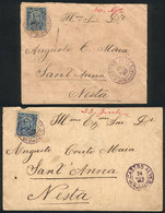 BRAZIL: 2 Covers Posted In JULY And AUG/1907 With Violet Cancel "P. CASTRO ALVES" (Bahia), Very Nice!" - Other & Unclassified
