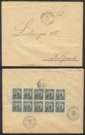 BRAZIL: Cover Franked On Back With 100Rs. (block Of 10 Of 10Rs.) Sent From JAGUARAO To Rio Grande On 17/NO/1917, VF Qual - Otros & Sin Clasificación