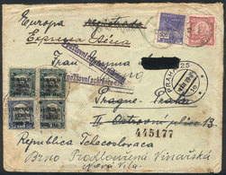 BRAZIL: Express Airmail Cover Franked With 14,000Rs., Sent To Czechoslovakia In December 1928, Very Interesting! - Altri & Non Classificati