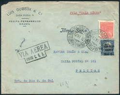 BRAZIL: 21/SE/1929 Cover Flown Via C.G.A. Between Pernambuco - Pelotas, Very Fine Quality! - Autres & Non Classés