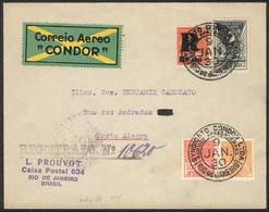 BRAZIL: Registered Airmail Cover Sent From Rio To Porto Alegre On 9/JA/1930, Franked With RHM.K-8 + K-11 (Victor Konder) - Autres & Non Classés