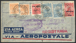 BRAZIL: Card Flown By ZEPPELIN, Sent From Sao Paulo To France On 21/SE/1931 With Nice Multicolor Postage, Transit Backst - Autres & Non Classés