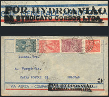BRAZIL: Airmail Cover Sent From Salvador To Pelotas On 31/NO/1931 Franked With 950Rs., With An Interesting Black Mark: P - Autres & Non Classés