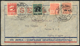 BRAZIL: Cover Franked By Sc.1CLF3 (value US$600 Used) + Other Stamps, Sent By Airmail From Pelotas To Porto Alegre On 18 - Autres & Non Classés