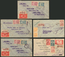 BRAZIL: 5 Covers Flown In OC/1933, All Handstamped "Primeira Mala Aerea Manaos-Belem, Via PANAIR", Very Nice!" - Autres & Non Classés