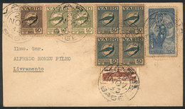 BRAZIL: Cover Flown Via VARIG From Bagé To Livramento On 28/NO/1933, Franked With 3 "twin" Values Of VARIG Stamps Of 50R - Lettres & Documents