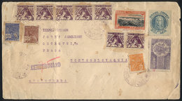 BRAZIL: Registered Cover Sent From Bello Horizonte To Czechoslovakia On 23/SE/1938 With Very Nice Postage Of 3,400Rs., C - Autres & Non Classés