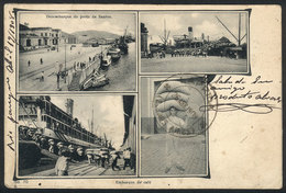 BRAZIL: Shipping COFFEE In The Port Of Santos, Ed. M.Pontes, Dated 1908, With Defects And Repaired - Sonstige & Ohne Zuordnung