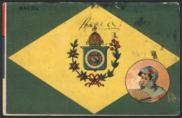 BRAZIL: Flag Of The Empire Of Brazil, Card Used In France In 1903, Minor Defects - Sonstige & Ohne Zuordnung