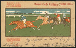 BRAZIL: Horse Race, Artist Signed Georges, With Advertising For Liqueur "Pere Hermann" And "Coelho Martins - Rio De Jane - Sonstige & Ohne Zuordnung