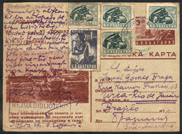 BULGARIA: Illustrated Postal Card (agricultural Machines) Sent To Brazil On 23/OC/1951, Written In ESPERANTO, Interestin - Otros & Sin Clasificación