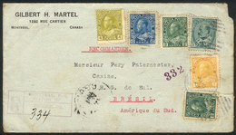 CANADA: Registered Cover Sent From Montreal To Brazil On 10/JUL/1923, Franked With 20c. That Includes TWIN VALUES Of 1c. - Autres & Non Classés