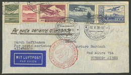 CZECHOSLOVAKIA: Airmail Cover Sent To Argentina On 18/MAY/1936 By German DLH Franked With 18.50Kc., On Back Berlin Trans - Altri & Non Classificati