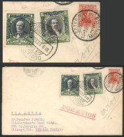 CHILE: Interesting Airmail Cover With MIXED POSTAGE Of Uruguay And Chile: Cover Originally Posted In Montevideo On 19/AU - Chili
