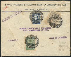 COLOMBIA: Airmail Cover Sent From Bogotá To Rio De Janeiro On 8/SE/1928 Franked With 34c., With Transit Backstamps Of Ba - Kolumbien