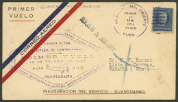 CUBA: 15/FE/1932 First Flight Guantánamo - Baracoa, Cover Of Fine Quality With Arrival Backstamp! - Sonstige & Ohne Zuordnung