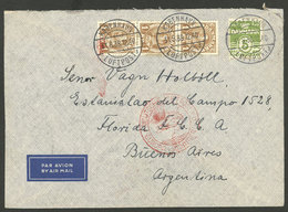 DENMARK: 31/AU/1938 Kobenhavn - Argentina, Airmail Cover Sent By German DLH Franked With 3.05Kr., On Back Hamburg Transi - Altri & Non Classificati