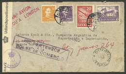 DENMARK: 25/JUL/1945 Kobenhavn - Argentina, Airmail Cover Franked With 70o., Danish CENSOR Label, On Back Buenos Aires A - Sonstige & Ohne Zuordnung