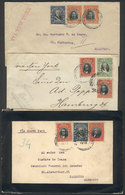 ECUADOR: 3 Covers Sent To Germany In 1915, Nice Postages Of 16c. And 22c., VF Quality! - Ecuador