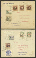 SPAIN: 2 Covers Sent From Las Palmas To Cadiz On 25/DE/1937 And 22/JA/1938, Franked With Stamps Overprinted Locally For  - Sonstige & Ohne Zuordnung