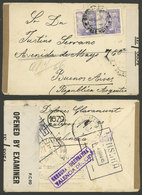 SPAIN: 6/AP/1945 Valencia - Argentina, Cover Franked With 40c., With Multiple CENSOR Marks And Labels, Interesting! - Sonstige & Ohne Zuordnung