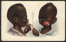 SPAIN: Black Boys Smoking Cigarettes, Illustrated By J.Ibañez, Ed. N Coll Salieti, Fine Quality - Autres & Non Classés