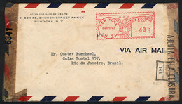 UNITED STATES: Cover Sent From New York To Rio On 6/MAR/1943, DOUBLE CENSORSHIP, Interesting! - Marcophilie