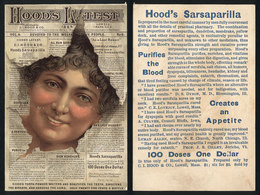 UNITED STATES: Old Advertising Card For "Hood's Sarsaparilla" (medicine), Image Of Beautiful Lady And Periodical, Fine Q - Autres & Non Classés