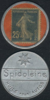 FRANCE: Encased Stamp Of 25c. "Marianne La Semeuse", With Advertisement Of "Spidoléine - Huile Pour Autos", Excellent Qu - Altri & Non Classificati