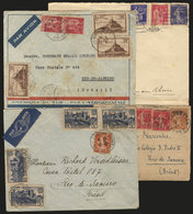 FRANCE: 3 Covers + 1 Wrapper Sent To Brazil Between 1935 And 1939 (2 By Airmail), Nice Postages! - Altri & Non Classificati