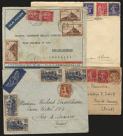 FRANCE: 3 Covers + 1 Wrapper Sent To Brazil Between 1935 And 1939 (2 By Airmail), Nice Postages! - Otros & Sin Clasificación