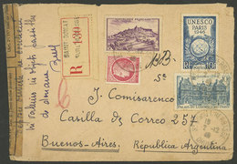 FRANCE: INTERESTING CENSORED PIECE: Registered Cover Sent From Saint Domat Sur L'Herbasse To Argentina On 2/DE/1946 Fran - Otros & Sin Clasificación