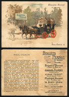 FRANCE: Mail-coach: Old Trading Card With Advertising For PERNOT Biscuits, Minor Defects, Rare! - Altri & Non Classificati