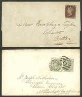 GREAT BRITAIN: Folded Cover Used In 1843 And Cover Of 1882, Both Franked With 1p., Very Fine Quality! - Sonstige & Ohne Zuordnung