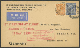 GREAT BRITAIN: 15/MAY/1930 London - Berlin, First Night Airmail, Cover Of VF Quality With Arrival Backstamp! - Otros & Sin Clasificación