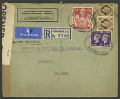 GREAT BRITAIN: 20/JUL/1940 Birmingham - Paraguay, Registered Airmail Cover With Nice Postage And Censor Label, On Back T - Otros & Sin Clasificación