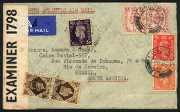 GREAT BRITAIN: Airmail Cover Sent From London To Rio De Janeiro On 20/MAR/1942, Censored, Nice Multicolor Postage! - Sonstige & Ohne Zuordnung