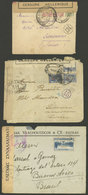 GREECE: 3 Covers Sent Fto Switzerland And Argentina Between 1917 And 1936, All With Attractive CENSOR Labels, Very Nice  - Autres & Non Classés