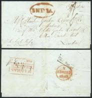 BRITISH INDIA: Entire Letter Dated MADRAS 11/SE/1843 And Posted To MADEIRA (arrival 2/JA/1844), On Front Bearing Red Ova - Sonstige & Ohne Zuordnung