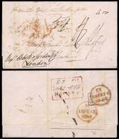 BRITISH INDIA: Entire Letter Dated SAUGOR 21/DE/1843 Sent To MADEIRA (arrival 26/FE/1844), Bearing Red Backstamps: Recta - Otros & Sin Clasificación