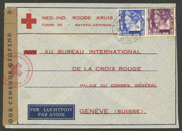 NETHERLANDS INDIES: 19/NO/1940 Batavia - Switzerland, Red Cross Airmail Cover Sent To Geneve Franked With 35c., Censored - Indie Olandesi