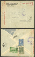 IRAN: 14/FE/1945 Teheran - Argentina, Airmail Cover With Interesting Marks And Local Censor Label, On Back Buenos Aires  - Irán