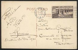 IRELAND: Postcard Franked With 2p., Sent From Dublin To Trieste On 31/DE/1930, VF Quality! - Autres & Non Classés